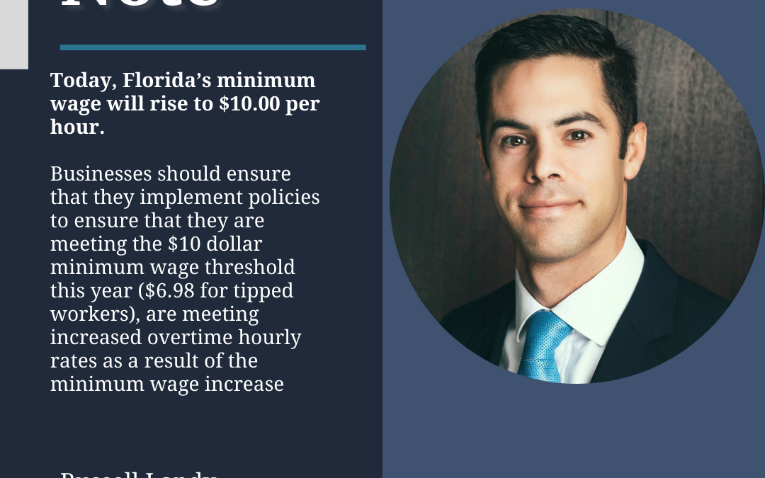 Legal Note: Florida Minimum Wage raised to $10