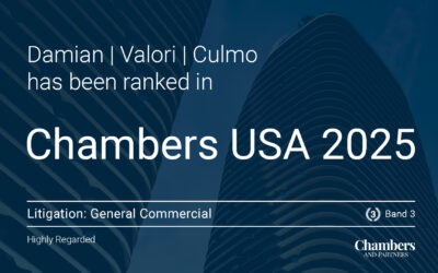 Damian | Valori | Culmo Ranked in Chambers USA 2025 Guide for Litigation: General Commercial
